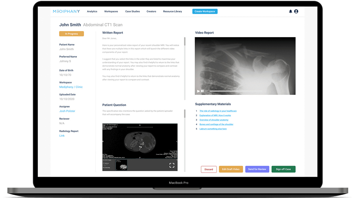 medical imaging application for custom radiology reports