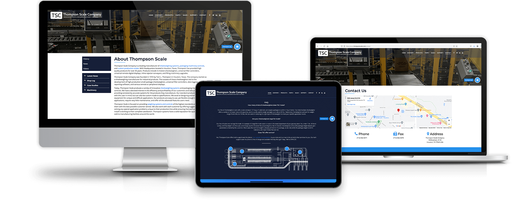 Cross-platform SEO optimization screenshots for Thompson Scale